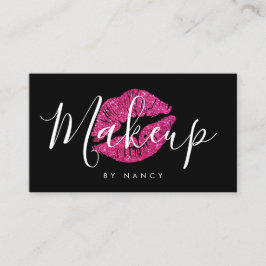 メイクモダンアップアーティストタイポグラフィホットピンクグリッター 名刺