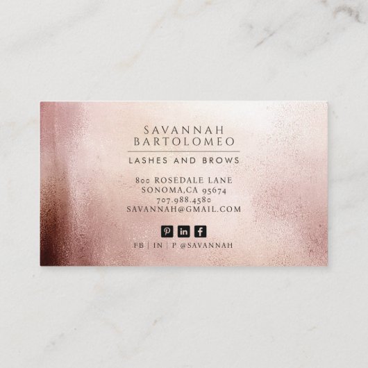 メイクモダンアップアーティストバラ金ゴールドフェイクフォイル 名刺 (裏面)