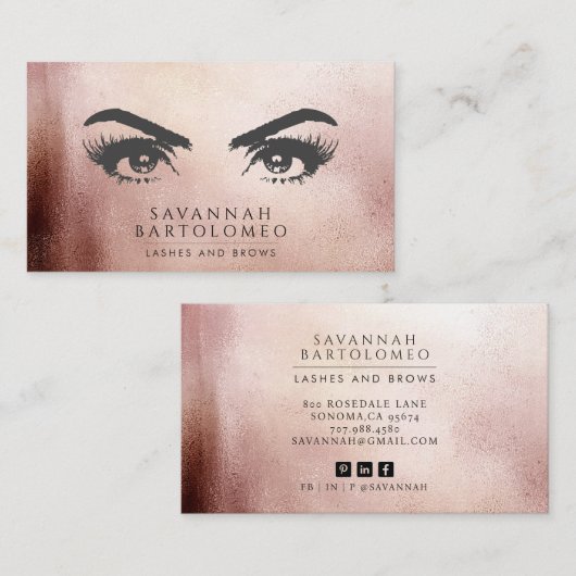 メイクモダンアップアーティストバラ金ゴールドフェイクフォイル 名刺 (正面/裏面)