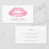 メイクモダンアップアーティストピンクと金ゴールドリップのロゴ 名刺 (正面/裏面)