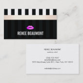 メイクモダンアップアーティストピンクストライプのリップ 名刺 (正面/裏面)