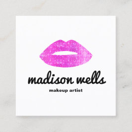 メイクモダンアップアーティストピンクセクインリップスクエア スクエア名刺