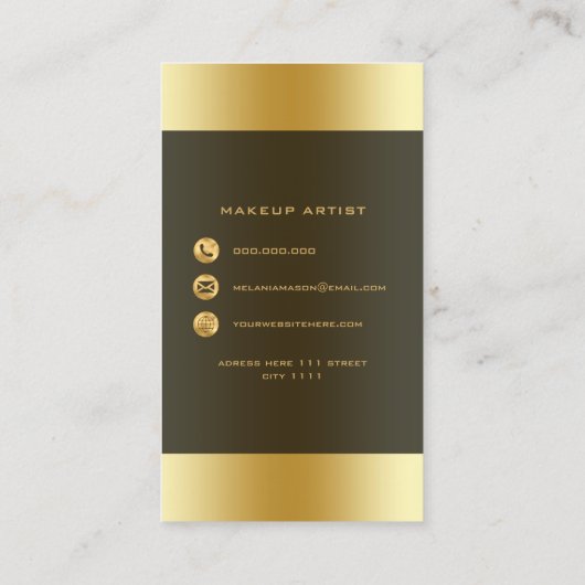 メイクモダンアップアーティストブラック金ゴールドカスタム写真武西 名刺 (裏面)
