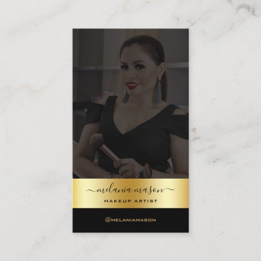 メイクモダンアップアーティストブラック金ゴールドカスタム写真武西 名刺 (正面)