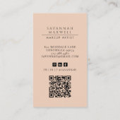 メイクモダンアップアーティストプロフェッショナルフォトピーチピンク 名刺 (裏面)