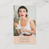 メイクモダンアップアーティストプロフェッショナルフォトピーチピンク 名刺 (正面)