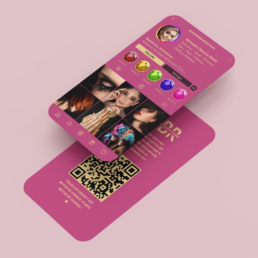 メイクモダンアップアーティストモノグラムピンク金ゴールドインスタグラム 名刺