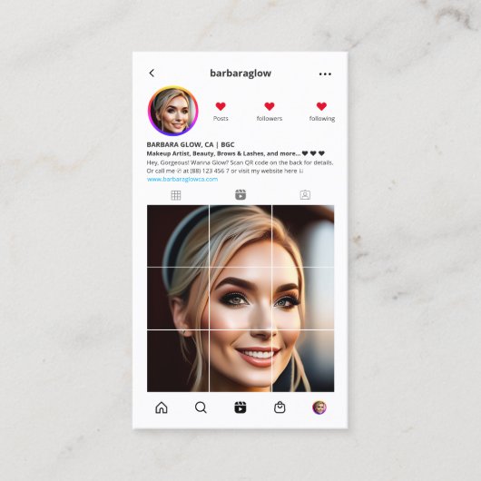 メイクモダンアップアーティストラッズブラッシュズサロンInstagram 名刺 (正面)