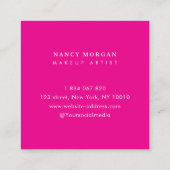 メイクモダンアップアーティスト写真コラージュ熱ピンク スクエア名刺 (裏面)