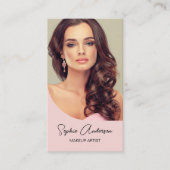 メイクモダンアップアーティスト写真ピンク 名刺 (正面)