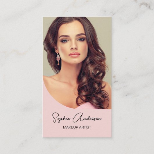 メイクモダンアップアーティスト写真ピンク 名刺 (正面)