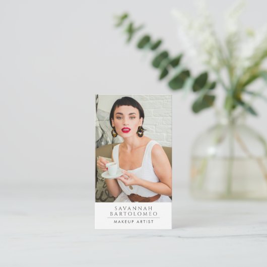 メイクモダンアップアーティスト写真QRコードソーシャルメディア 名刺 (スタンド正面)