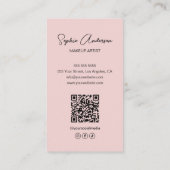 メイクモダンアップアーティスト写真QRピンク 名刺 (裏面)