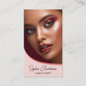 メイクモダンアップアーティスト写真QRピンク 名刺 (正面)