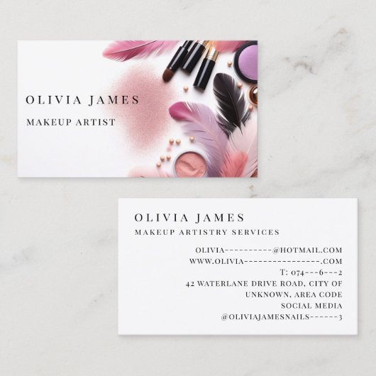 メイクモダンアップアーティスト化粧品美しいサロン 名刺 (正面/裏面)