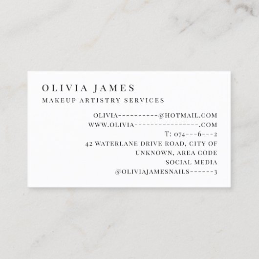 メイクモダンアップアーティスト化粧品美しいサロン 名刺 (裏面)