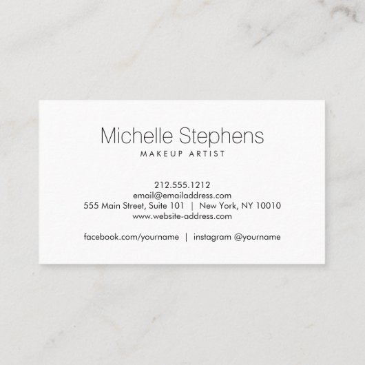 メイクモダンアップアーティスト向けシックなフォトトリオ白 名刺 (裏面)