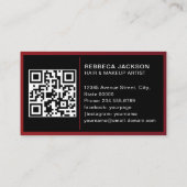 メイクモダンアップアーティスト向けフォトトリオ黒QRコード 名刺 (裏面)