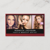 メイクモダンアップアーティスト向けフォトトリオ黒QRコード 名刺 (正面)