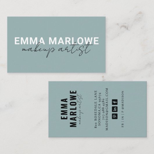 メイクモダンアップアーティスト埃っぽいブルーグリーン 名刺 (正面/裏面)