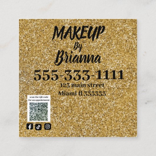 メイクモダンアップアーティスト美しいは私のビジネスQRcodeである スクエア名刺 (裏面)