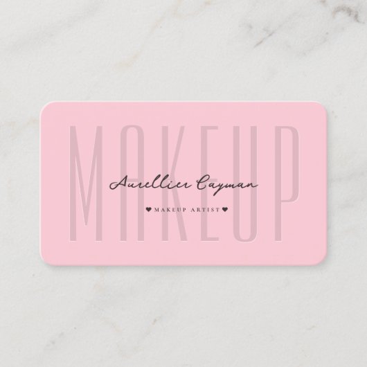 メイクモダンアップアーティスト美しいサロンピンクモノグラム 名刺 (正面)