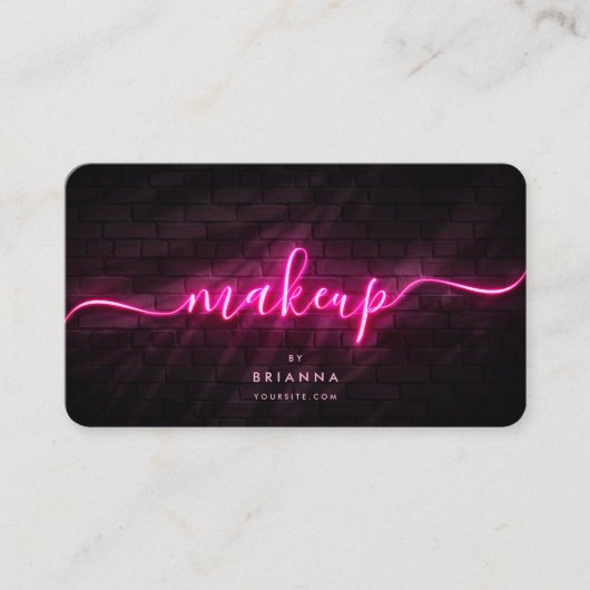 メイクモダンアップアーティスト美しいサロンホットピンク 名刺 (正面)