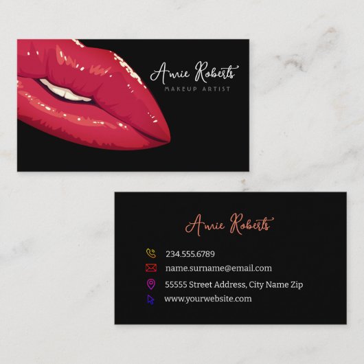 メイクモダンアップアーティスト赤い唇 名刺 (正面/裏面)