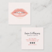 メイクモダンアップアーティスト赤面ピンクリップ美容師 スクエア名刺 (正面/裏面)