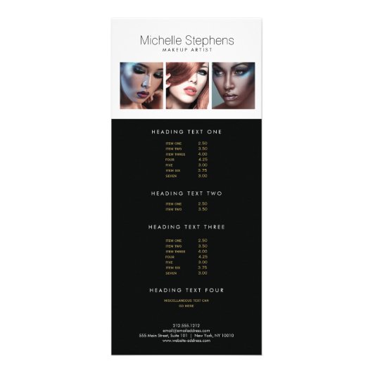 メイクモダンアップアーティスト、スタイリスト向けフォトトリオ ラックカード (正面)