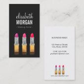 メイクモダンアップアーティスト – 金ゴールド赤美しい口紅 名刺 (正面/裏面)
