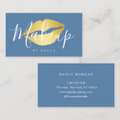 メイクモダンアップタイポグラフィほこりっぽい青い唇 名刺 (正面/裏面)