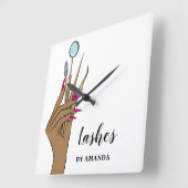 メイクモダンアップ目まぶしガーリー スクエア壁時計 (傾斜)