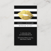 メイクモダンアップ金ゴールドリップ – シック白黒ストライプズ 名刺 (正面)