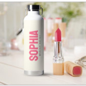 メイクモダンアパーソナライズされたアーティスト名ピンク文字 ウォーターボトル