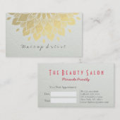 メイクモダンアフェイクアーティストエレガントゴールドフォイルフローラ 予約カード (正面/裏面)