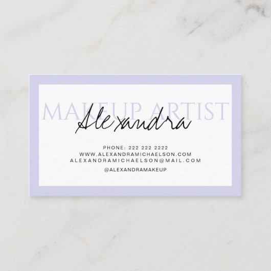 メイクモダンアーティストのシグネチャーラベンダー 名刺 (裏面)