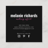 メイクモダンアーティストのブラックピンク スクエア名刺 (裏面)