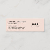 メイクモダンアーティストタイポグラフィコーラルピンクトレンディー スキニー名刺 (裏面)