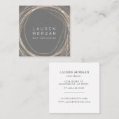 メイクモダンフェイク金ゴールドの渦巻き四角い名刺 スクエア名刺 (正面/裏面)