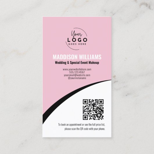 メイクモダンフォトロゴピンクのモノグラム 名刺 (裏面)