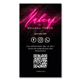 メイクモダン美しいサロンメイクアップアーティストピンクQR マグネット名刺