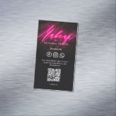 メイクモダン美しいサロンメイクアップアーティストピンクQR マグネット名刺 (インサイチュ)