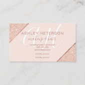 メイクモノグラムのバラ金ゴールドグリッターストライプピンク 名刺 (裏面)