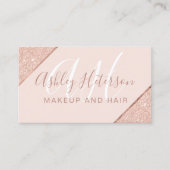 メイクモノグラムのバラ金ゴールドグリッターストライプピンク 名刺 (正面)