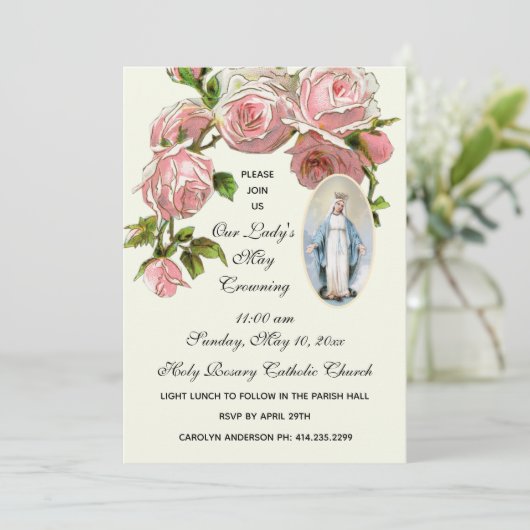 メイクラウニングヴァージンメアリー宗教ピンクローズ 招待状 (スタンド正面)