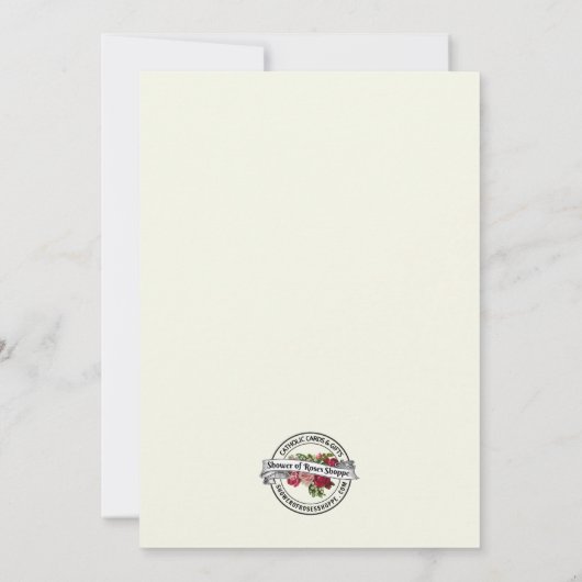 メイクラウニングヴァージンメアリー宗教ピンクローズ 招待状 (裏面)