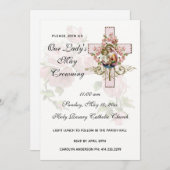 メイクラウニングヴァージンメアリー宗教ピンクローゼズインビ 招待状 (正面/裏面)