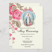メイクラウニングヴァージンメアリ聖なる書物、 経典ピンクローズ 招待状 (正面/裏面)