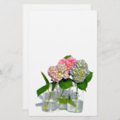 メイクラシックンエレガントジャーにピンクのアジサイ 便箋 (正面/裏面)